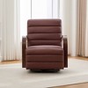 Homy Casa Mid-Century Faux Leather Recliner Chair with Swivel Base and Wooden Armrests for Living Room or Bedroom, Brown - 4 of 4