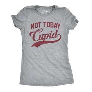 Womens Not Today Cupid T Shirt Funny Valentines Day Tee - Crazy Dog Women's T Shirt - 1 of 4