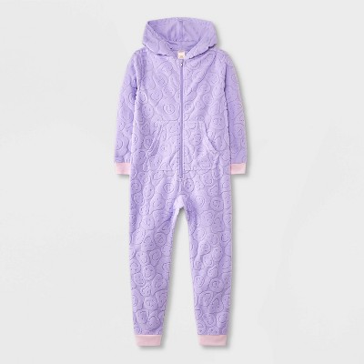 Girls' Smiley Embossed Union Suit - Cat & Jack™ Lavender Purple S