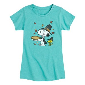 Girls' - Peanuts - Thanksgiving Scene Short Sleeve Graphic T-Shirt - 1 of 3
