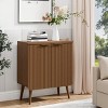 ChicFurnit Decorative Storage Cabinet Waveform Panel Design with Golden Handles for Modern Dining Room, Walnut, 23.6"*11.8"*27.6" - 2 of 4