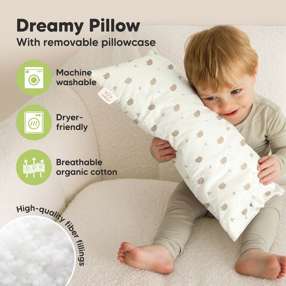KeaBabies Buddy Toddler Pillow with Pillowcase, 10x18 Buddy Pillow for Toddler, Soft Kids Pillow for Sleeping, Travel, Age 2-5 - thumbnail 4