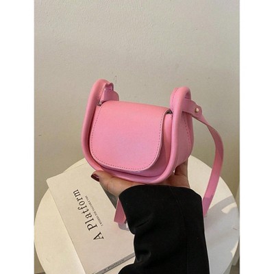 Hachikiko Trendy Pink Mini Saddle Bag - Cute Small Crossbody Purse for Women