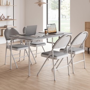 Folding Chair 4 Pack with Thickened Padded PU Cushion, Metal Legs and Non-Slip Feet Pads, Portable Stackable Commercial Seat - 1 of 4