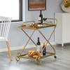 Vintiquewise Gold Metal Wine Bar Serving Cart with Rolling Wheels and Handles for Dining, Living room or Entryway - 2 of 4