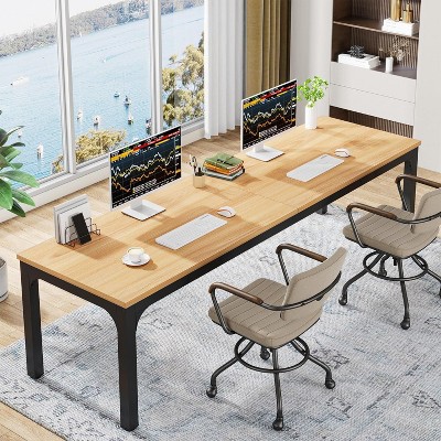 Okak Farmhouse Wood Large Collaborative Desk Rectangle Dining Table,Long Modern Kitchen Dinner Table for Dining Room,Breakfast Nook