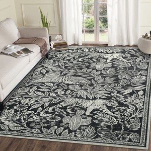 Faux Wool Modern Tiger Pattern Area Rug Ultra Thin Machine Washable Non Slip Stain Resistant Non Shedding Pet Friendly Floor Rug - 1 of 4