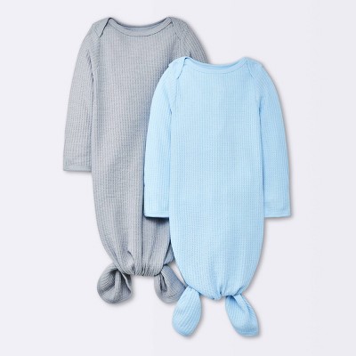 Image of Baby Boys' 2pk Basic Waffle Gowns - Cloud Island™ Gray Newborn