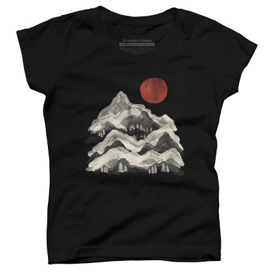 Girl's Design By Humans Blood Moon Lake Mountain By NDTank T-Shirt