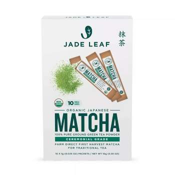 Jade Leaf Ceremonial Grade Matcha Green Tea Single Serve Stick Packs - 10ct