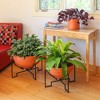 ACHLA Designs 16" Wide Galvanized Steel Planter Bowl with Black Wrought Iron Plant Stand Burnt Sienna: No Assembly, Indoor/Outdoor Use - 3 of 4
