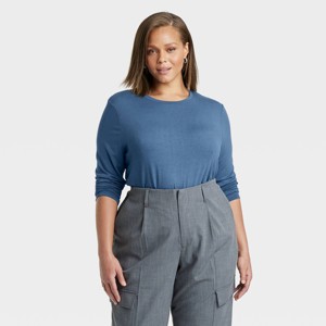 Women's Long Sleeve Brushed Knit T-Shirt - A New Day™ - 1 of 3