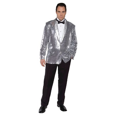 Adult Sequin Jacket Halloween Costume Silver One Size