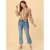 Allegra K Women's Casual Plaid Blouse Button Up V-Neck Long Sleeve Western Shirt - 2 of 4