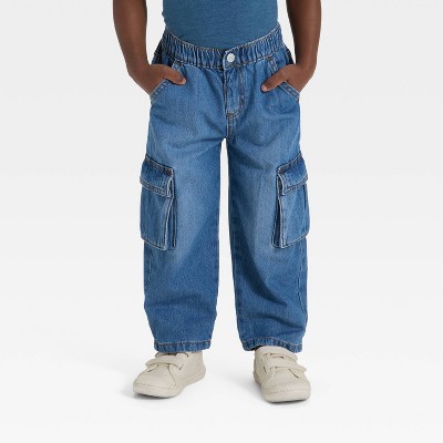 A2Z 4 Kids Boys' Stretchy Cargo Denim Jeans – 6-Pocket, Dark Blue, Cotton & Elastane