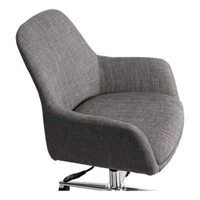 Gray Fabric Mid-Century Modern Task Chair with Chrome Base