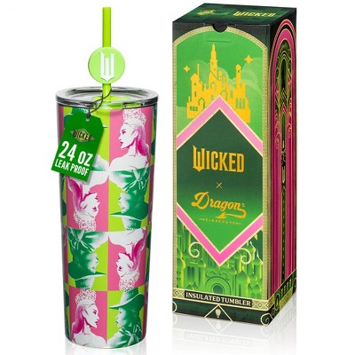 Dragon Glassware x Wicked 24 oz Vacuum Insulated Tumbler with Lid & Straws - Portraits
