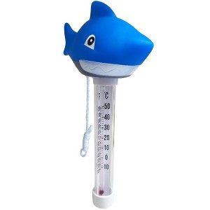 RIPPLE Shark Pool Thermometer – Floating Spa Temp Gauge, °F/°C, Cord, Fun Design - 1 of 4