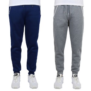 Blue Ice Men's   Fleece-Lined Jogger Sweatpants With Zipper Pockets-2 Pack - 1 of 2