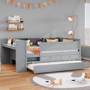 Twin Size Multi-Functional Daybed with Drawers and Trundle - 1 of 4