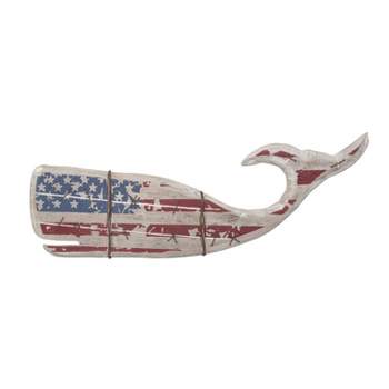 Beachcombers American Flag Patriotic Whale 4th of July Wall Hanging  22 X 8.25 X 0.75 Inches.