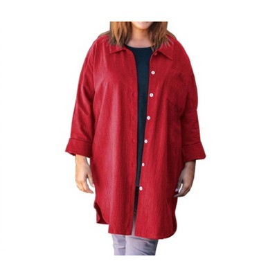 Women's Cotton Collar Long Sleeve Kendall Shirt - Plus - On The Plus Side