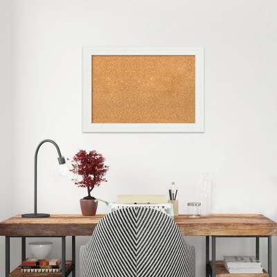Vanity White Narrow Framed Natural Cork Bulletin Board