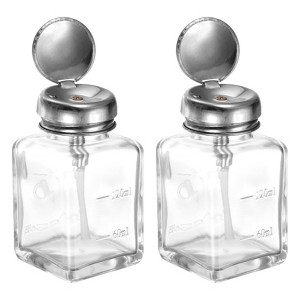 Unique Bargains Glass Makeup Remover Nail Polish Push Down Alcohol Dispenser Bottles 2 Pcs 4Oz / 120ML - 1 of 4