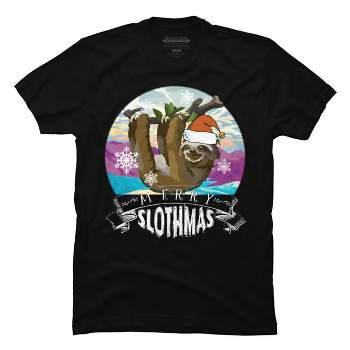 Men's Design By Humans Merry Slothmas - Funny Christmas Pajama for Sloth LoversÂ By TELO213 T-Shirt