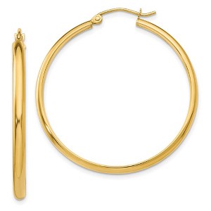 Black Bow Jewelry 2.75mm x 37mm Polished 14k Yellow Gold Domed Round Hoop Earrings - 1 of 4