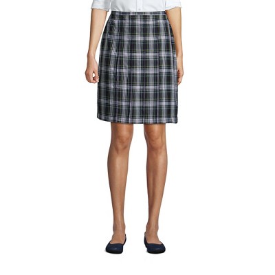 School Uniform Young Women's Plaid Box Pleat Skirt Top of the Knee