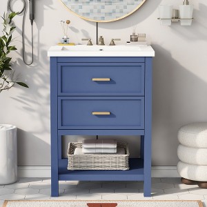 TiramisuBest 24'' Bathroom Vanity with Top Sink, Modern Bathroom Storage Cabinet with 2 Drawers, Single Sink Bathroom Vanity - 1 of 4