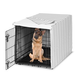 Sweet Jojo Designs Dog Crate Kennel Cover 48in. Stripe White and Grey - 1 of 4