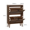 RISOKEYS Walnut Shoe Cabinet Storage,Narrow Shoe Organizer Cabinet with 2 Flip Drawers & Solid Wood Leg for Hallway,Closet,Entryway,Brown - 3 of 4