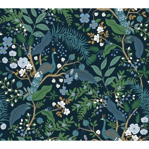 Rifle Paper Co. Peacock Garden Navy Peel and Stick Wallpaper: Self-Adhesive, Animal Icon Pattern, Multicolor, 45 Sq Ft Coverage - 1 of 4
