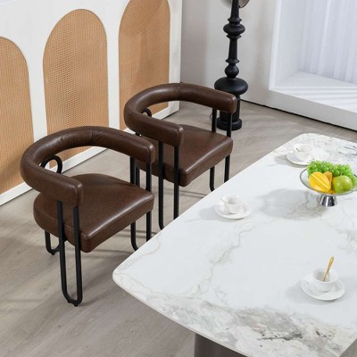 PAGED PU/Chenille Fabric Upholstered Accent Chair with Metal Legs and Cushion,Modern Upholstered Armchair for Living Room