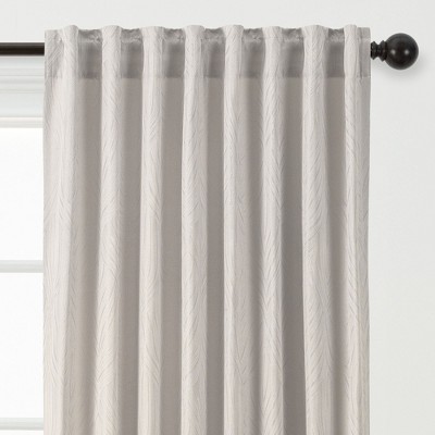 Chanasya 2pk Embossed Textured Sheer Window Curtain Panels - Set of 2 - 52 x 63 Inches Long - Leaf, Beige