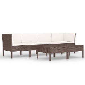 vidaXL Patio Furniture Set 6 Piece Sofa Couch with Cushions Poly Rattan Brown - Includes Coffee Table and Modular Design - Outdoor Garden Lounge - 1 of 4