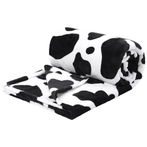 Black and white outlet cow print blanket