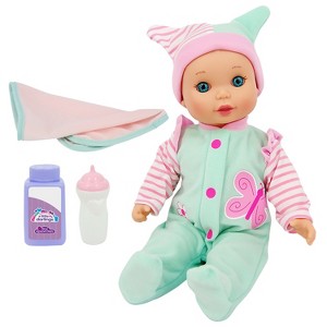 New Adventures: Little Darlings: 12" My First Baby Doll Set -Green Pink Butterfly - 1 of 4