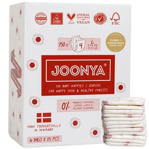 Joonya Baby Diapers - Bulk-Saver Carton, Non Toxic, Eco-Friendly, High Absorbency, Overnight Use, Ultra Slim & Soft - Made in Denmark - 1 of 4