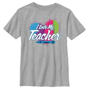 Boy's Crayola I Love My Teacher  T-Shirt - Athletic Heather - X Large - 1 of 4