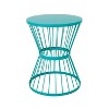 MOEPISY 16 inch Hourglass-Shaped Patio End Tables, Teal - 2 of 4