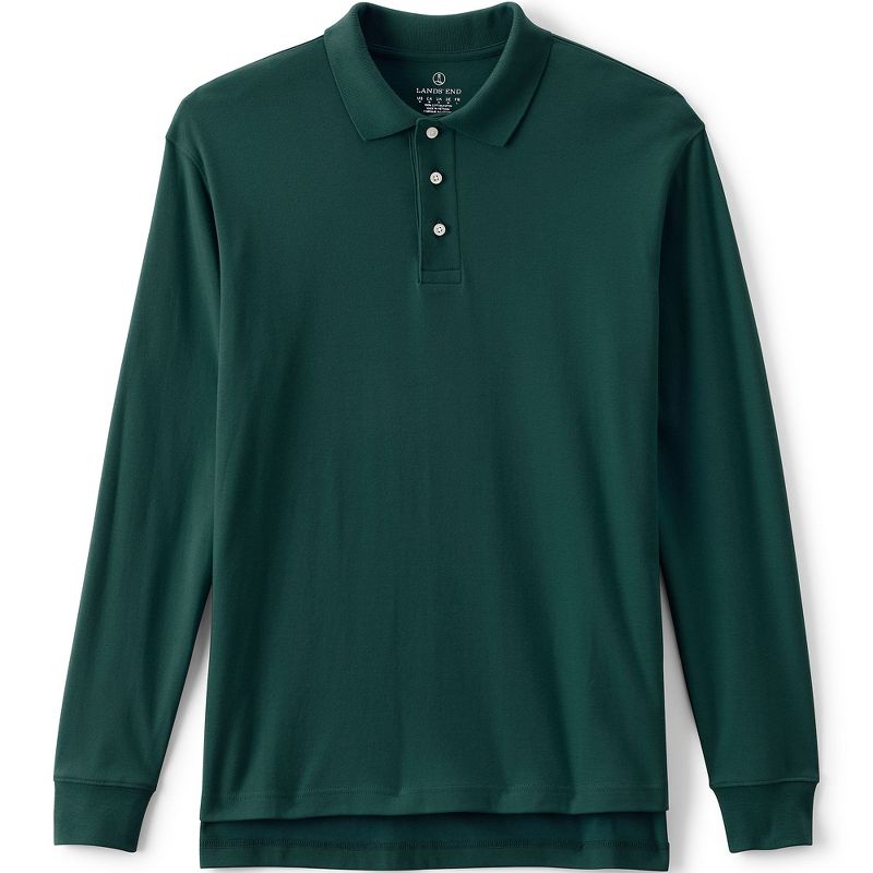 Lands' End School Uniform Men's Long Sleeve Interlock Polo Shirt, 1 of 5