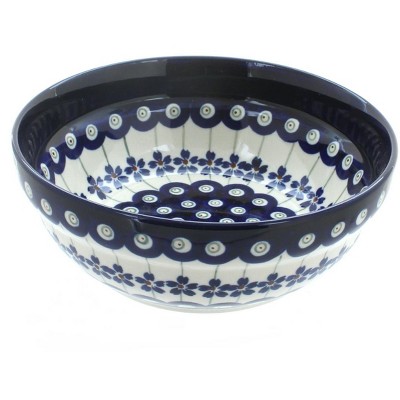 Blue Rose Polish Pottery Flowering Peacock Cereal/Soup Bowl