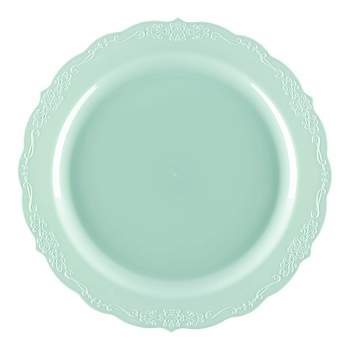Smarty Had A Party 10" Turquoise Vintage Round Disposable Plastic Dinner Plates (120 Plates)