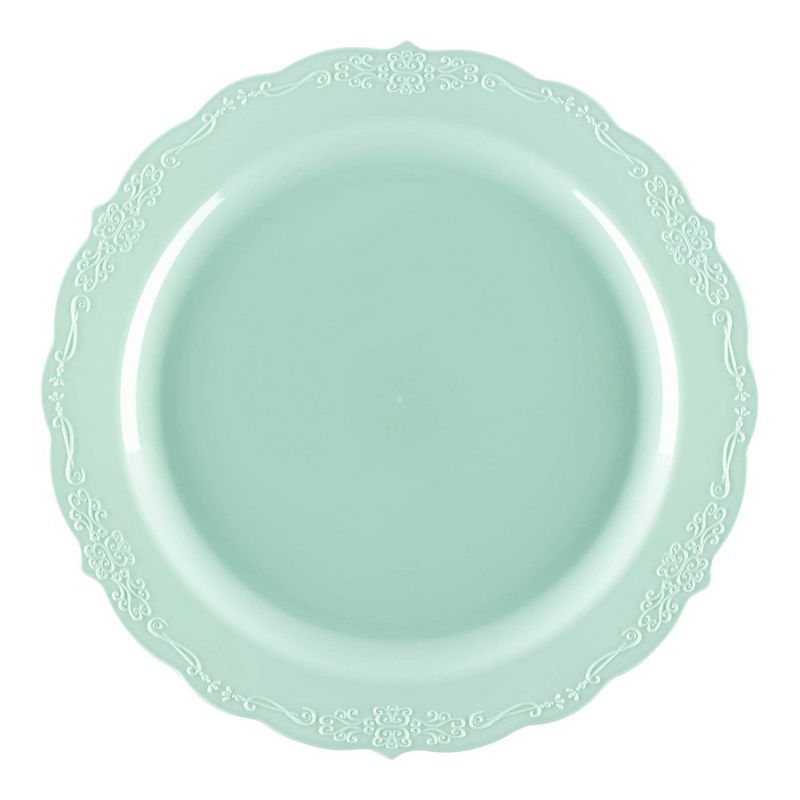 Smarty Had A Party 10" Turquoise Vintage Round Disposable Plastic Dinner Plates (120 Plates), 1 of 7