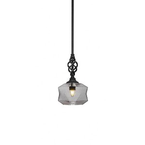 Toltec Lighting Elegante 1 - Light Pendant in  Matte Black with 8.75" Smoke Shade - 1 of 2