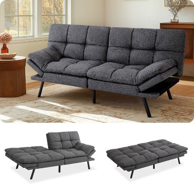 Dyonery Memory Foam Futon Sofa Bed|Convertible Sleeper Sofa with 3-Position Adjustable Backrest and 4-Position Armrest, 72" loveseat