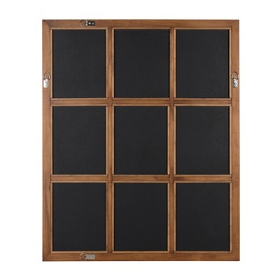 Rustic Caramel 26" x 32" Solid Wood 9-Pane Windowpane Wall Mirror